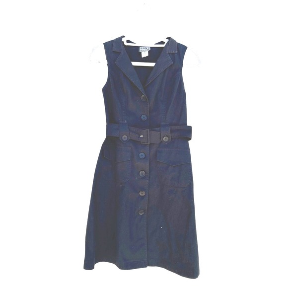 Anni Kuan Dresses & Skirts - Anni Kuan Black Belted Button Front Sleeveless Midi Dress Size 4 NYC Made